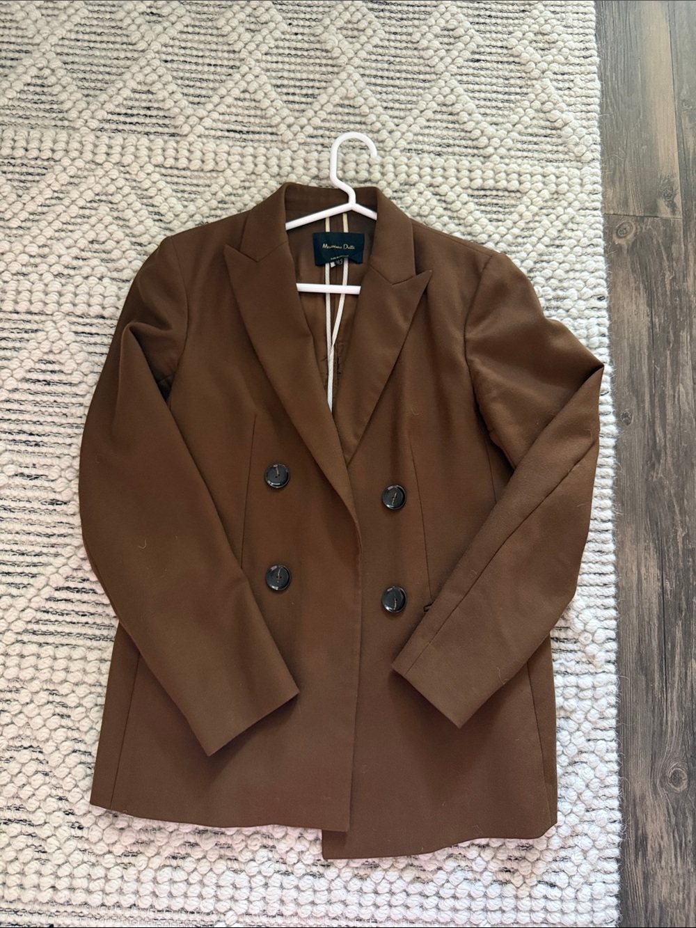 Massimo Dutti Brown Double-Breasted Tailored Blazer